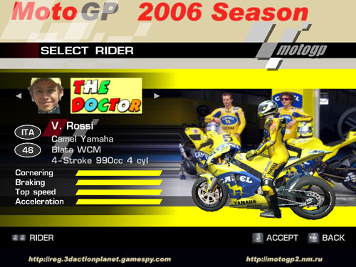 MOTO GP2(世界摩托锦标赛）游戏，有烧胎有抬后轮什么的~