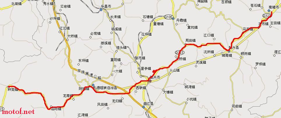 第二天南雄=始兴=江口=周田=大桥=韶关乳源=龙南=洛阳=秤架=第一峰山下天泉渡假村